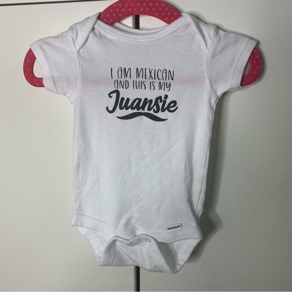 Infants’ Gerbie Onesie with I am Mexican and this is my Juansie - Picture 1 of 9